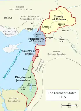 map of the Crusader States (1135)