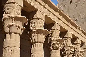 Ancient Egyptian art - Vegetal capitals in the courtyard of the Isis Temple, Philae, Egypt, unknown architect, 380 BC–117 AD: 30