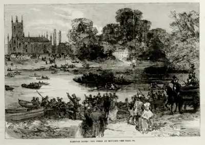 The Illustrated London News (1866) 'Hampton Races - the ferry at Molesey'