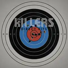 A bullseye target with the numbers "2003" on the left center side and "2013" on the right side. Bullet holes are seen on the target.