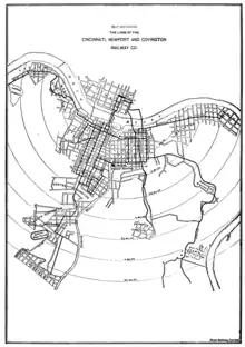 Electric Railway Lines of the Cincinnati, Newport, and Convington Railway Company c 1894