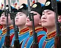 The honor guard during the arrival ceremony for United States Air Force General Richard B. Myers visit to Mongolia in 2004.