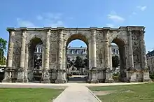 The Porte de Mars in Reims, a triumphal arch from the third century AD.