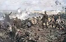 Image 61An artist's rendition of Canadian troops at the Second Battle of Ypres (from Western Front (World War I))