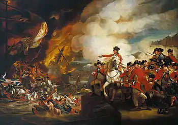 Defeat of the floating batteries by John Singleton Copley - climax of the Great Siege of Gibraltar in 1782. Elliot is on the white horse