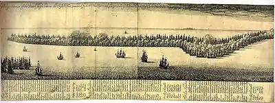 Engraving of a 17th-century naval battle