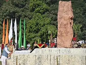 The Union Home Minister Rajnath Singh laying wreath at the Police Memorial, on the occasion of the Police Commemoration Day Parade, in New Delhi on 21 October 2016