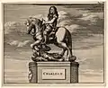 Late 17th-century engraving of the statue of Charles II at the Stocks Market, London