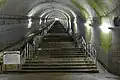 The bottom of the steps at the underground platform