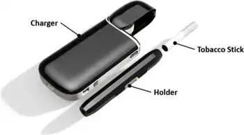 Three components of a heat-not-burn type product.