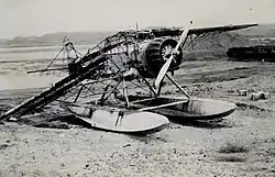 Destroyed airplane at Platinum, 1948