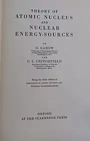 Title page of a 1949 copy of "Theory of Atomic Nucleus and Nuclear Energy-Sources"