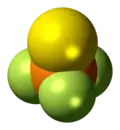 Space-filling model of the thiophosphoryl fluoride molecule