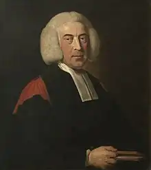 Painted half-length portrait of Thomas Fothergill, wearing an academic gown and clerical tabs, and a wig