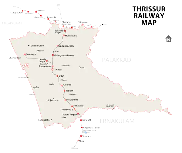 Railway network in Thrissur District