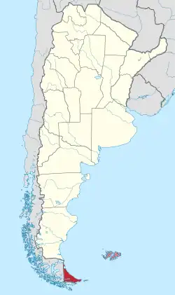 Location of Tierra del Fuego Province within Argentina