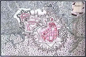 Proposal with residential area to the southeast. North is down.