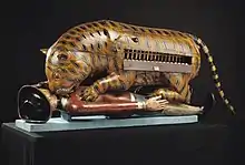 Tipu's Tiger, an 18th-century automata with its keyboard visible. Victoria and Albert Museum, London.