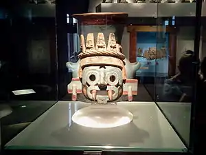 Tlāloc effigy vessel (Aztec); c. 1440–1469; painted earthenware; height: 35 cm; Templo Mayor Museum