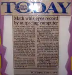 Math whiz eyes record by outpacing computer, Today, June 1, 1996.