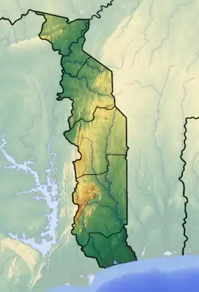 Map showing the location of Fosse aux Lions National Park