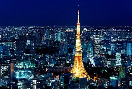 The Tokyo Tower at night