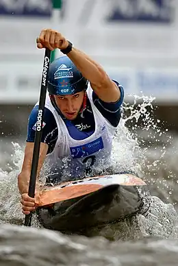 Tony Estanguet, pictured in 2006, won the men's C-1 slalom for France