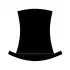 A stylised silhouette of a top hat