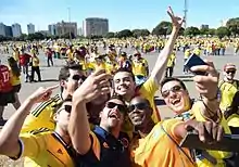 Image 21Colombian fans at the 2014 FIFA World Cup (from Culture of Colombia)