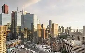 View of the Financial District from the north east at the Pantages Tower