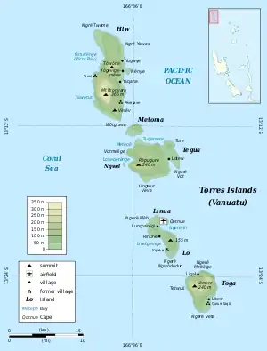 Location of Tegua in Torres Islands