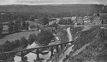 The narrow gauge wooden viaduct over the Torridge in 1905.