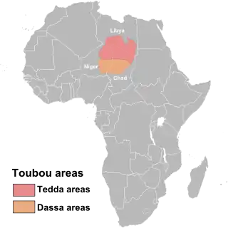 Map of the Toubou population in Africa