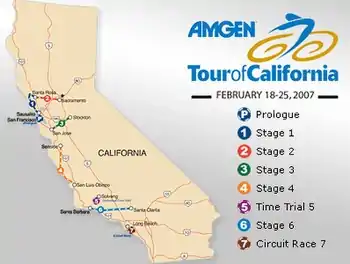 Map of the 2007 Tour of California