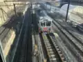 An eastbound Blue Line train departing Tower City