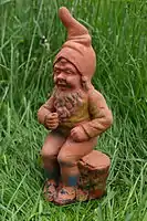 Traditional German garden dwarf.  Probably manufactured in the first half of the 20th century in Gräfenrode, Thuringia, Germany.