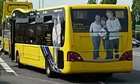 Transdev Yellow Buses Optare Versa rear in May 2009. This vehicle is now in service with D&G Bus of Stoke-on-Trent.