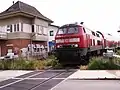 Class 218 at Hafen station signal box