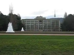 The Treasury building with Telstra Tower in the background.