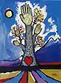 Tree of Life with Six Fingers – Acrylic on canvas, 18" x 24", 2003 Collection of Hanseo University Art Museum, Seoul