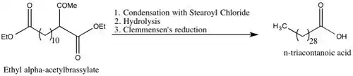 Gertrude Robinson's synthesis of n-triacontanoic acid.