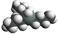 Spacefill model of tributyltin