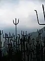 Tridents (trishula) brought as offerings to Guna Devi, near Dharamsala, Himachal Pradesh, India