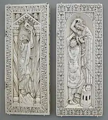 Diptych panels of Moses Receiving the Law and Doubting Thomas