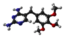 Ball-and-stick model of the trimethoprim molecule