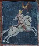 The equestrian image of Jogaila in the Chapel of the Holy Trinity, Lublin Castle, painted in ~1407