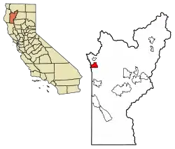 Location of Burnt Ranch in Trinity County, California.