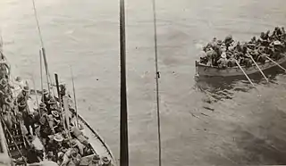 Troops landing at Herbertshöhe, New Guinea, 1914, by F. S. Burnell