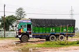 Truck art in Nepal often contains modern symbols alongside traditional ones.