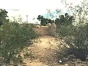 The adobe ruins of the  Soldier Barracks.